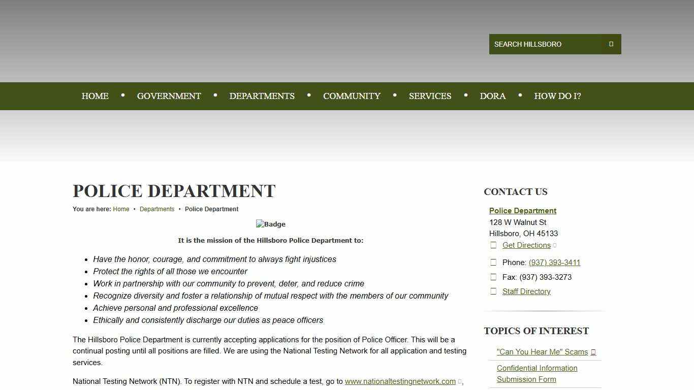 Police Department / Hillsboro, OH